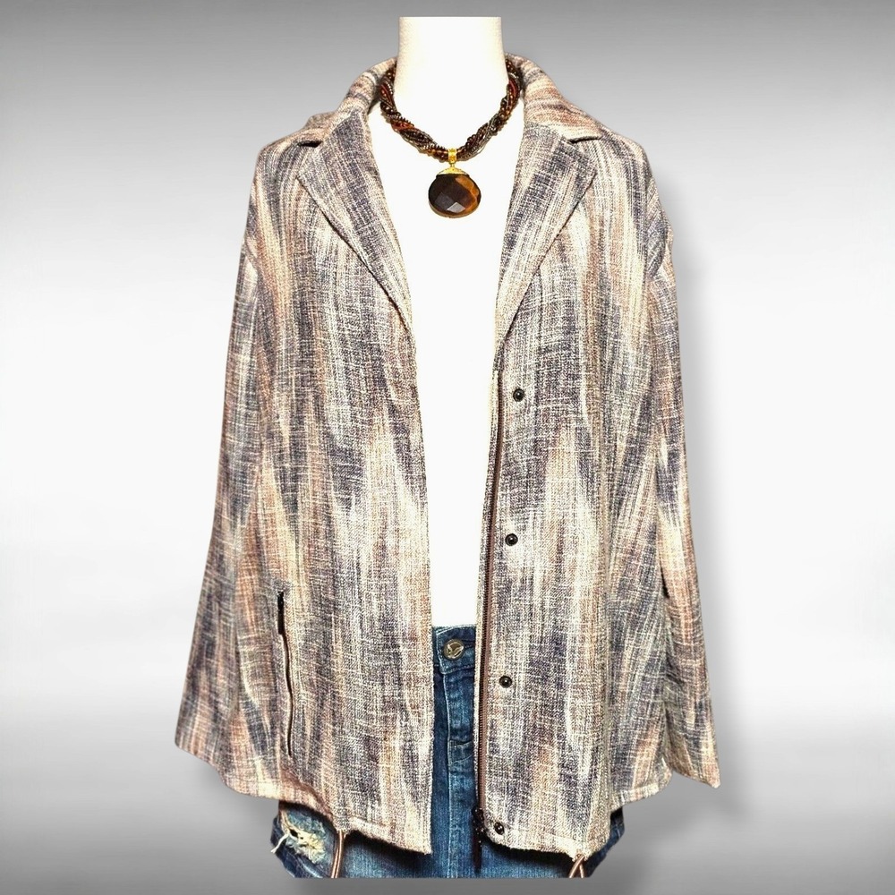 Doncaster Womens M Blazer Jacket Neutral Textured Tailored Career Classic